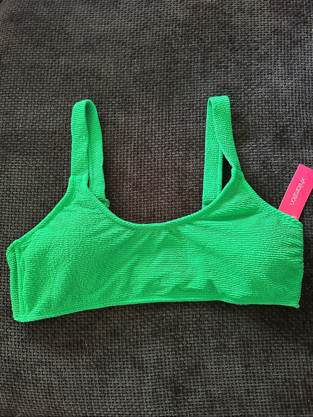 Xhilaration Vibrant Green Textured Bikini Top